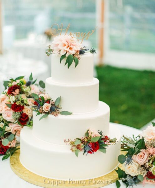 Wedding cake flowers by Copper Penny Flowers